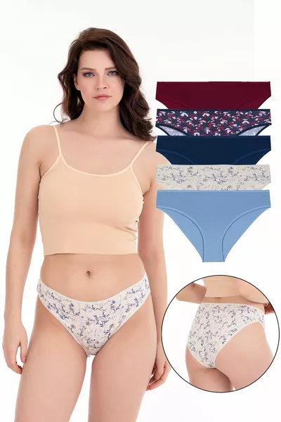 Women's Daily Cotton Briefs Mixed Colors 5-Pack Panty Set -5