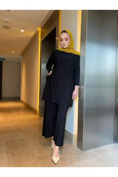 Harika Sandy Pantolonlu Cep Detaylı Ikili Takım