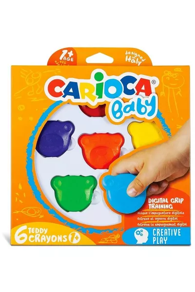 Teddy Crayons Shaped Non-Mess Wax Crayons Set of 6