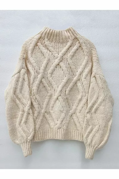 Mezzo collo Balloon Sleeve Maglione invernale