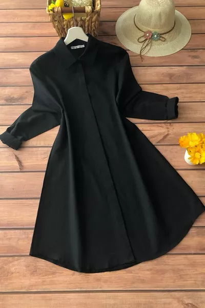 Women's Black Boyfriend Tunic Shirt