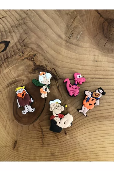 Décor de sandales Jibbitz Fred Barnie Bambam Dino Popeye Lot de 5