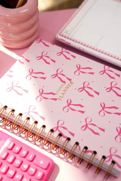  Спирален Непрекъснат Планер Тетрадка с Мотивационни Страници Розова Панделка