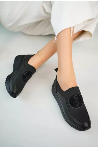 Schwarze Damen Sneakers Weiche Orthopädische Leichte Damenschuhe Vollorthopädische Damenschuhe für Mütter