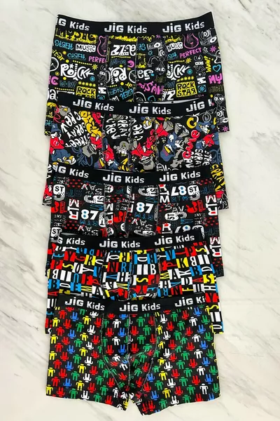 Patterned Boys' Boxer, Stretchy, Comfortable Fit, Pack of 5