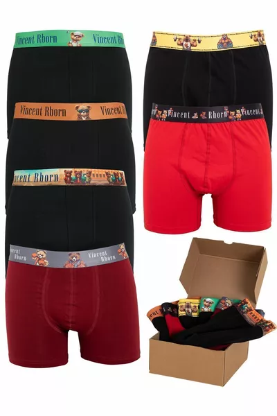 بوكسر رجالي قطني مرن، عبوة 6 قطع، تيدي وتيدي بيلدر