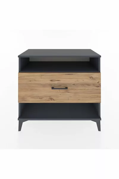 خزانة هابريون بطابق واحد ودرج واحد - أنثراسيت وصنوبر