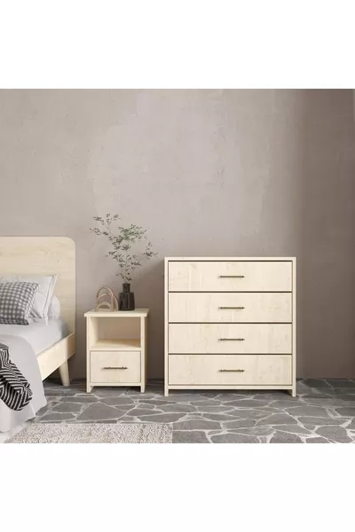 Softwood Vernik Şifonyer 4 Çekmece