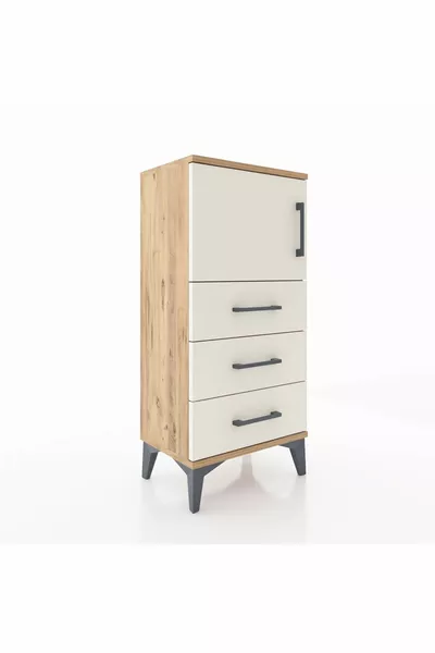 Arges Komodin Single Shelf 3-Drawer Single Door Pine-Aytaşı