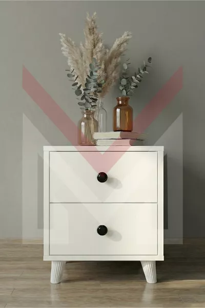 منضدة جانبية بيضاء حديثة من MDF