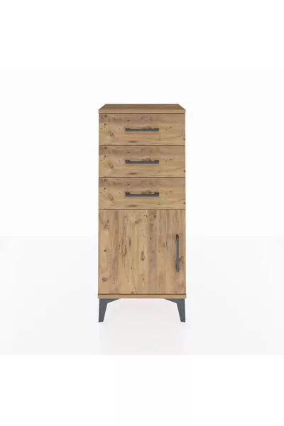 Arges Komodin Single Shelf 3-Drawer Single Door Pine-Pine