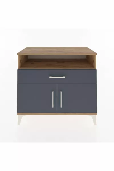 Hyperion Kommode mit 2 Regalen, 1 Schublade und 2 Türen, Kiefer-Anthrazit