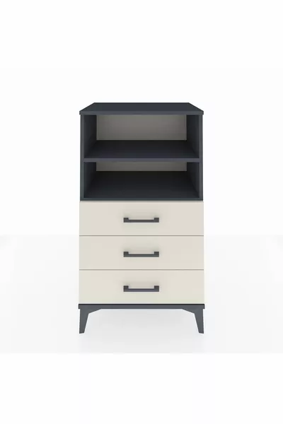 خزانة هابريون بطابقين و3 أدراج - أنثراسيت/حجر الصوان