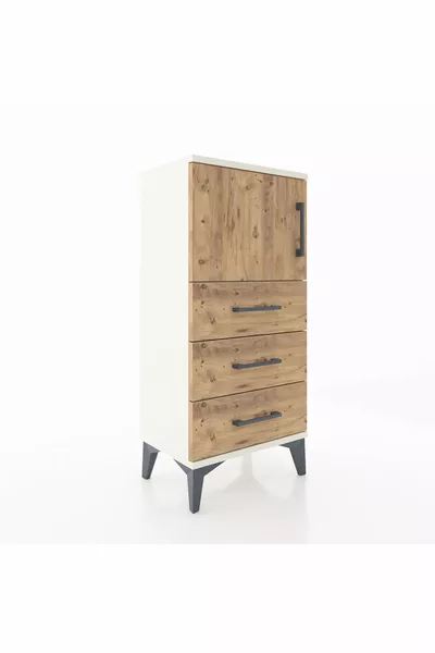 أرجيس كومودين رف واحد 3 أدراج باب واحد حجر القمر-صنوبر