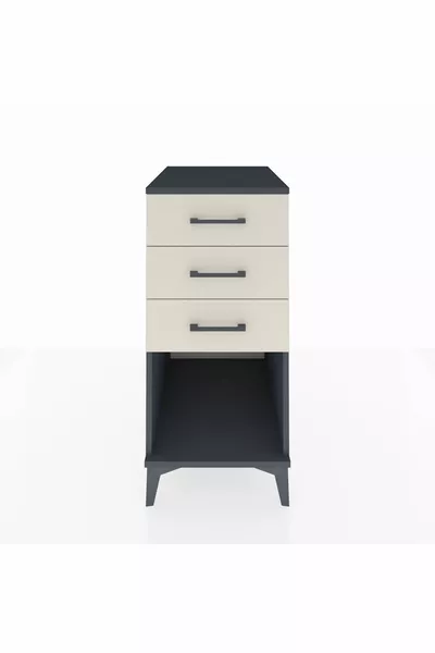 Kronos Nightstand 3-Drawer Anthracite-Sandstone