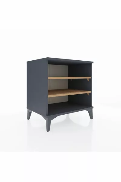 خزانة جانبية هيبريون مع رفين، أنثراسيت-صنوبر