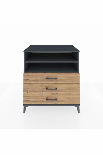 Комод Kronos с 2 полками и 3 ящиками, цвет антрацит-сосна