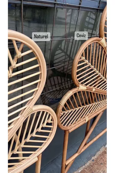 لوح رأس سرير مفرد من خيزران راتان طبيعي اللون