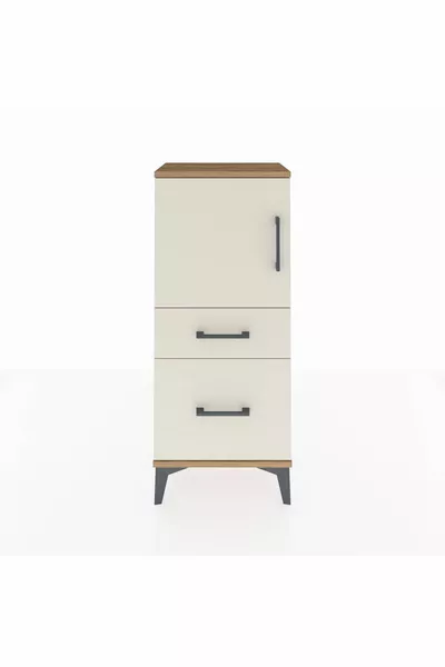 أرجيس كومودين بدرجين ورفين وباب واحد خشب الصنوبر-مرمر