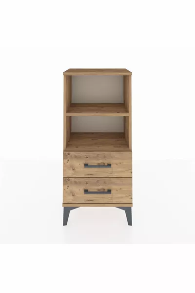 أرجس كومودين ذو رفين و درجين خشب الصنوبر