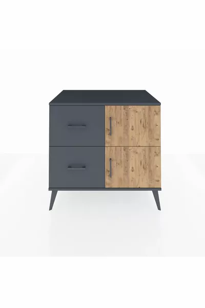 خزانة كرونوس ذات رف واحد، درجين، بابين، أنثراسيت-صنوبر/أنثراسيت