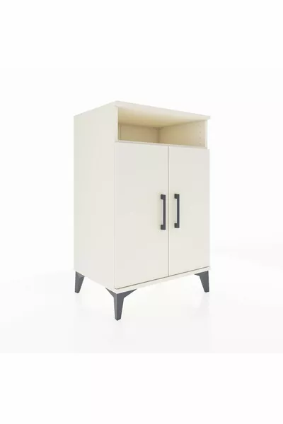 Hyperion Nightstand 3 Shelves 2 Doors Moonstone-Moonstone