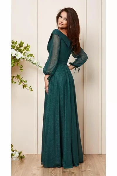 أربطة الأكمام بحزام فضي تول وعد فستان الخطوبة مساء اللباس