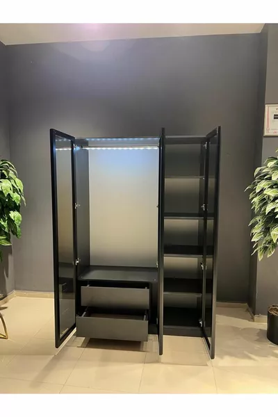 Esla Modular 3 Glass-Door Wardrobe % MDF (INCLUDING ASSEMBLY)