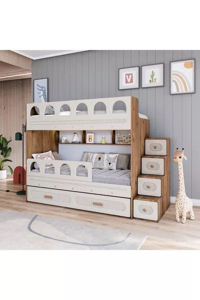 Двухъярусная кровать-бочка с ящиком (Айташ)