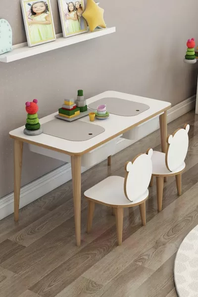 مكتب دراسة للأطفال وطاولة ألعاب وأنشطة صيفية قابلة للطي مع كراسي