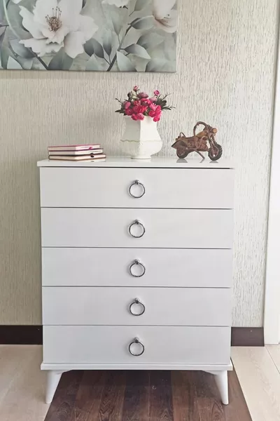 خزانة ذات 5 أدراج فضية / غرفة نوم / غرفة شباب / غرفة أطفال / غرفة رضّع