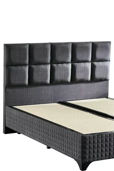 رأس سرير ستار مزدوج أنثراسيت من قماش الكتان الحديث الفاخر / رأس قاعدة السرير