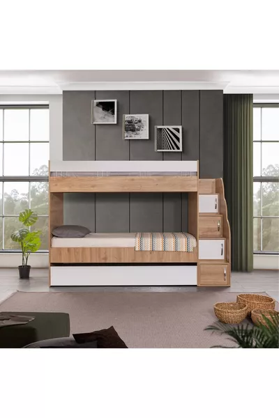 ДВУХЪЯРУСНАЯ КРОВАТЬ, ДВУХЪЯРУСНАЯ КРОВАТЬ CADIZ-BEYAZ С ЯЩИКАМИ