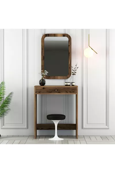 Coiffeuse miniature avec miroir Lisbonne - Noyer