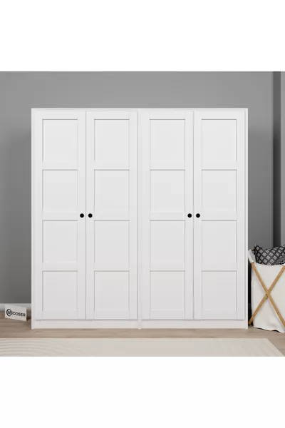 خزانة ملابس لوكاس ببابين ومقصورة مزدوجة للمعلقات - طقم خزانة بيضاء بارتفاع  سم