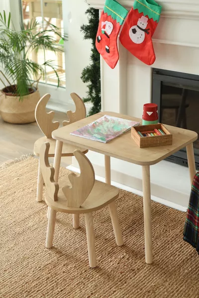 The Deer 1 Table + 2 Chairs (Montessori Activity and Play Table and Chair Set for Children)