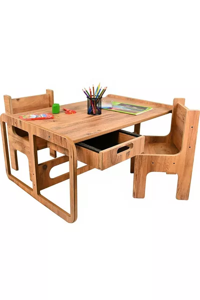 Kinderactiviteitenspeeltafel - Werk- en kleitafel - 2 stoelen - MDF - x x cm