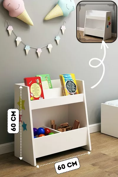 مكتبة بيكاس مونتيسوري متعددة الاستخدامات سم أبيض من خشب صناعي كلاسيكي سم