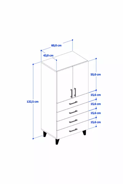 Rio Şifonyer - Atlantik Çam / Antrasit - Çekmeceli - Kapaklı