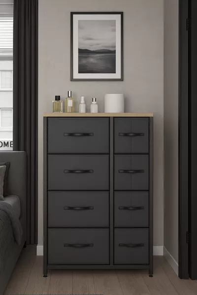 8-Drawer Dresser Leather Drawer Bedroom Organizer Drawer Kids Room Organizer