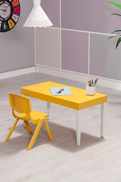 Детский стол для детского сада Junior, прямоугольный, эргономичный, удобный - желтый