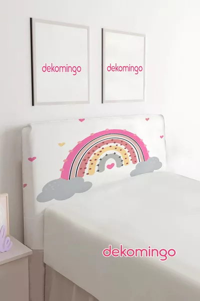 PEMBE GÖKKUŞAĞI BULUT DESENLİ BAZA BAŞLIK KILIFI ( TEK KİŞİLİK )