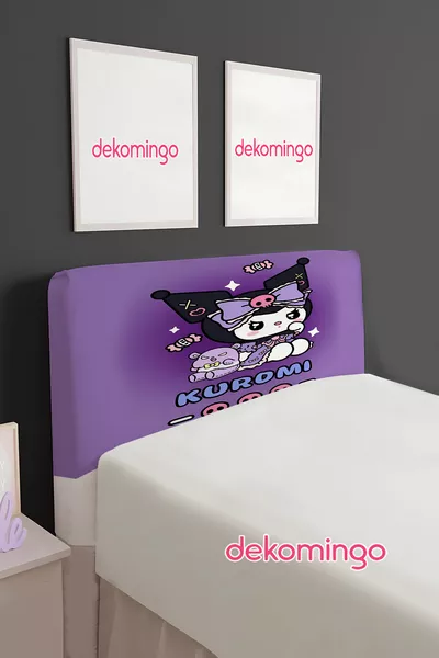 Purple Kuromi Patterned Bed Base Headboard Cover (Single)