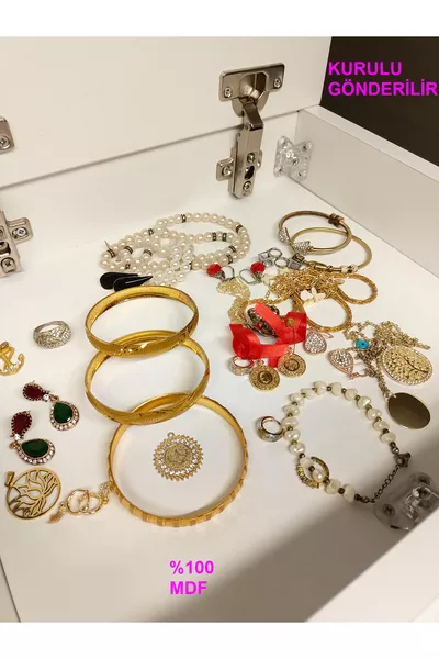 خزانة جانبية بجيمل بطبق سرّي، مصنوعة من MDF، مركبة، لا تحتاج إلى تجميع