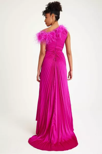 SAT ABENDKLEID AUS SATIN MIT EINER SCHULTER