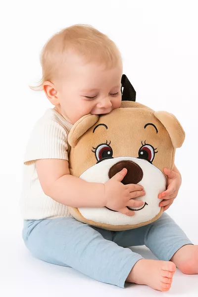 حقيبة أطفال بطبعة دب، حقيبة أطفال مطرزة، حقيبة أطفال من قماش ناعم للأطفال من عمر 0-8 سنوات