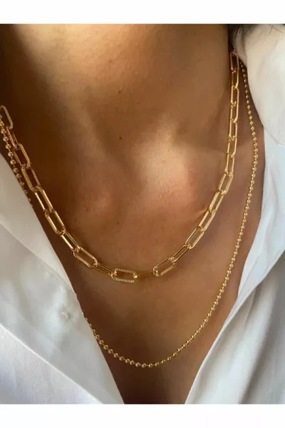 طقم عقد مزدوج بسلسلة علوية