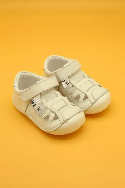 Scarpa ortopedica unisex per bambini in pelle bianca 