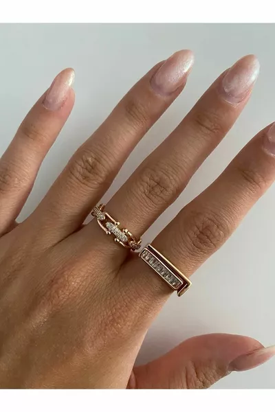 Gold Brand Model Chain Ring with Zircon Stone