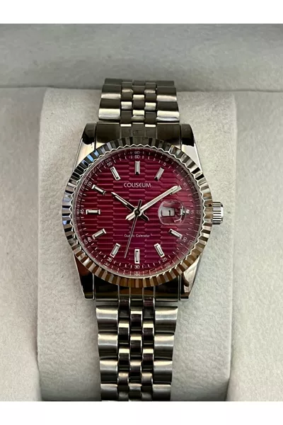 ساعة يد نسائية جديدة موديل RLX سوار فضي وقرص بنفسجي